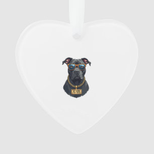 Vintage cooler Pitbull mit Sonnenbrille und Goldke Ornament