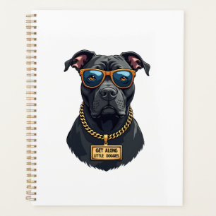 Vintage cooler Pitbull mit Sonnenbrille und Goldke Planer