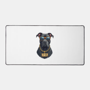 Vintage cooler Pitbull mit Sonnenbrille und Goldke Schreibtischunterlage