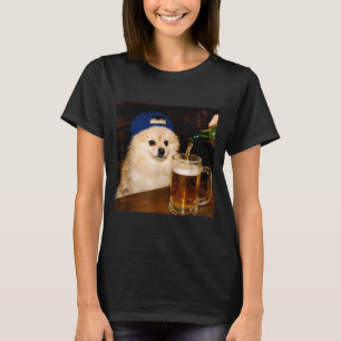 Vintage Cooler Pomeranian Trinkt Bier Pomeranian T-Shirt