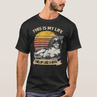 Vintage Cooler Shih Tzu Vater Lustiger Vatertag Hu T-Shirt