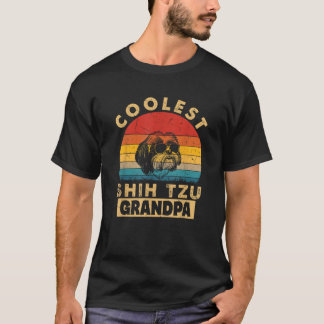 Vintage Coolest Shih Tzu Grandpa Funny Gifts Dog L T-Shirt