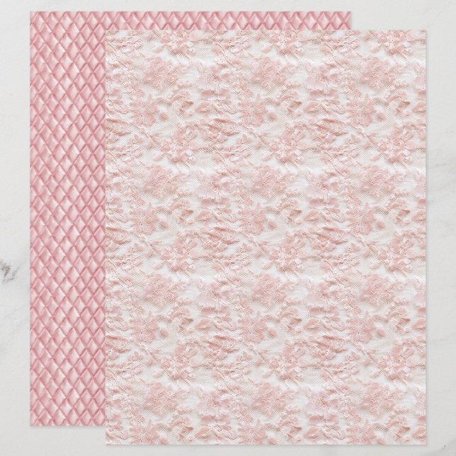 Vintage Coquette Blumen-Lack-Schabkunstpapier (Vorne/Hinten)