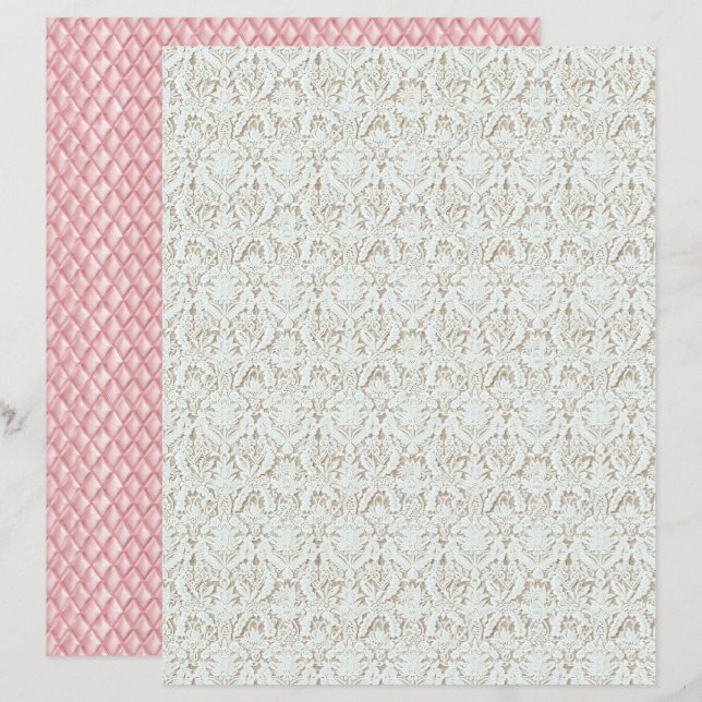 Vintage Coquette Blumen Spitze Scrapbook Papier (Vorne/Hinten)
