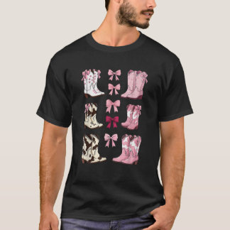 Vintage Coquette Cowgirl Stiefel mit Bögen Frauen T-Shirt