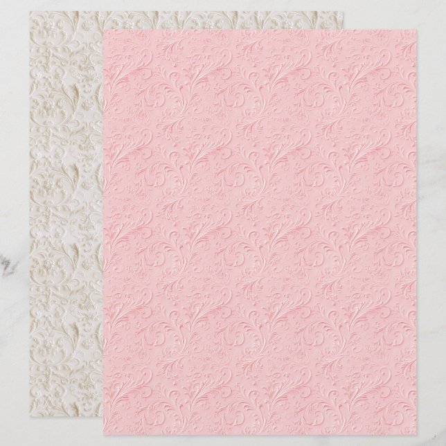 Vintage Coquette Pink Texture Scrapbook Paper (Vorne/Hinten)