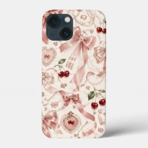Vintage Coquette Rosa Schleife und Kirschen-Ästhet Case-Mate iPhone Hülle