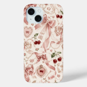 Vintage Coquette Rosa Schleife und Kirschen-Ästhet Case-Mate iPhone Hülle