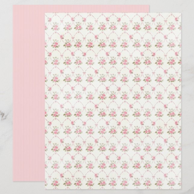 Vintage Coquette Rose Floral Paper Sheet (Vorne/Hinten)