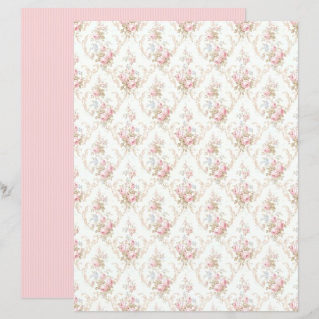 Vintage Coquette Rose Floral Paper Sheet (Vorne/Hinten)