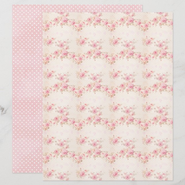 Vintage Coquette Rose Floral Scrapbook Paper (Vorne/Hinten)