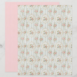 Vintage Coquette Rose Florales Papierblatt
