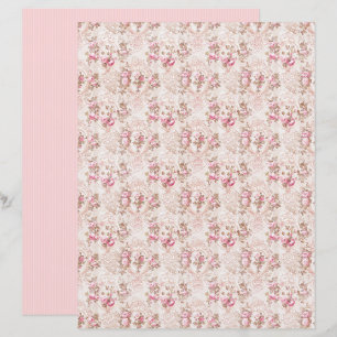 Vintage Coquette Rose Florales Papierblatt
