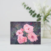Vintage coral rose bouquet postkarte (Stehend Vorderseite)