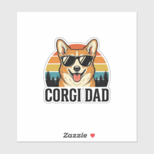 Vintage-Corgi-Daddy-Gravur-Hunde-Liebhaber-Shirt-D Aufkleber