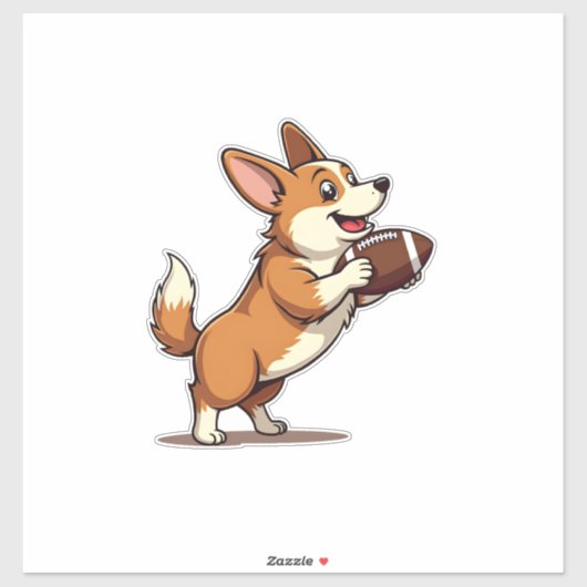 Vintage Corgi Football Dog Illustration Retro Spor Aufkleber (Blatt)
