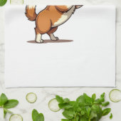 Vintage Corgi Football Dog Illustration Retro Spor Geschirrtuch (Gefaltet)