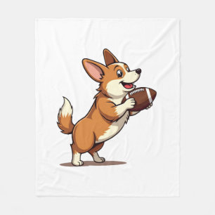 Vintage-Corgi-Fußball-Hund-Illustration Retro-Spor Fleecedecke