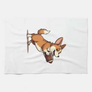 Vintage Corgi Fußball Hund Illustration Retro Spor Geschirrtuch