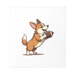 Vintage-Corgi-Fußball-Hund-Illustration Retro-Spor Notizblock