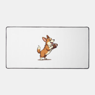 Vintage Corgi Fußball Hund Illustration Retro Spor Schreibtischunterlage