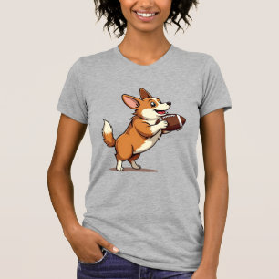 Vintage Corgi Fußball Hund Illustration Retro Spor T-Shirt