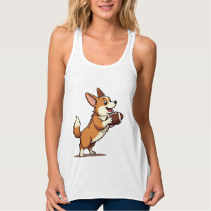 Vintage-Corgi-Fußball-Hund-Illustration Retro-Spor Tank Top