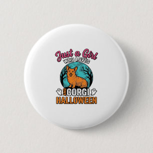 Vintage Corgi Halloween Mädchen Hundeliebhaber Shi Button