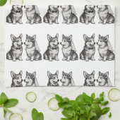 Vintage Corgi-Hochzeit Geschirrtuch (Gefaltet)