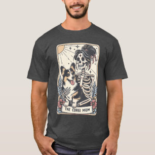 Vintage Corgi Momarot Karte Skelett Gruselig Hallo T-Shirt