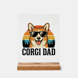 Vintage-Corgi-Vater-Gravur-Hunde-Liebhaber-Shirt-D Acrylschild