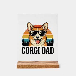 Vintage-Corgi-Vater-Gravur-Hunde-Liebhaber-Shirt-D Acrylschild