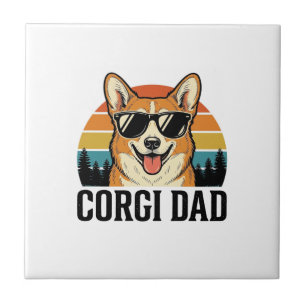 Vintage-Corgi-Vater-Gravur-Hunde-Liebhaber-Shirt-D Fliese