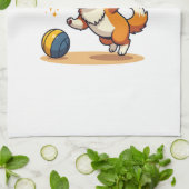 Vintage Corgi Volleyball Dog Vector Illustration S Geschirrtuch (Gefaltet)