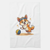 Vintage Corgi Volleyball Dog Vector Illustration S Geschirrtuch (Vertikal)