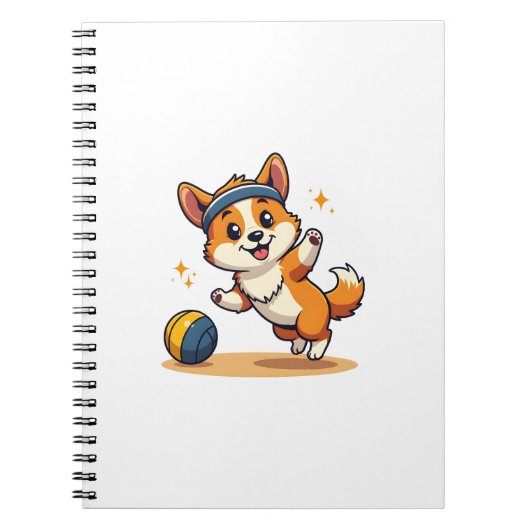Vintage Corgi Volleyball Dog Vector Illustration S Notizblock (Vorderseite)