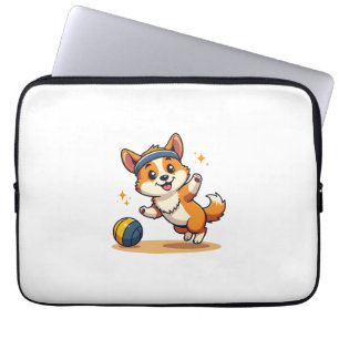 Vintage Corgi Volleyball Hund Vektor Illustration  Laptopschutzhülle