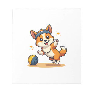 Vintage Corgi Volleyball Hund Vektor Illustration  Notizblock