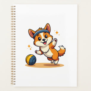 Vintage Corgi Volleyball Hund Vektor Illustration Planer