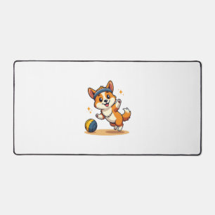 Vintage Corgi Volleyball Hund Vektor Illustration Schreibtischunterlage