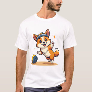 Vintage-Corgi-Volleyball-Hund-Vektor-Illustration  T-Shirt
