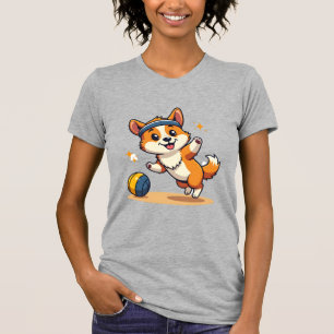 Vintage Corgi Volleyball Hund Vektor Illustration  T-Shirt