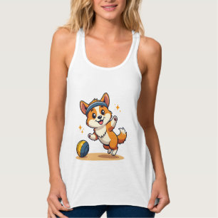 Vintage Corgi Volleyball Hund Vektor Illustration Tank Top