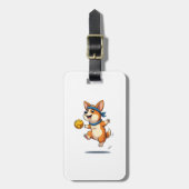 Vintage Corgi Volleyball Illustration Cute Dog Ath Gepäckanhänger (Vorderseite vertikal)