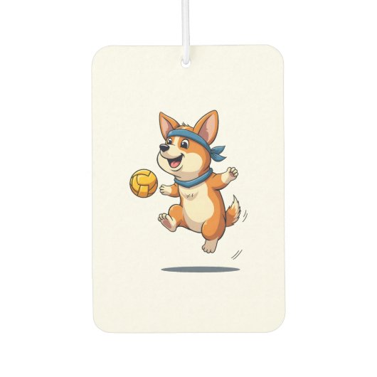 Vintage-Corgi-Volleyball-Illustration Süßer Hund A Autolufterfrischer (Vorderseite)