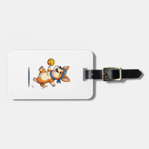 Vintage-Corgi-Volleyball-Illustration Süßer Hund A Gepäckanhänger