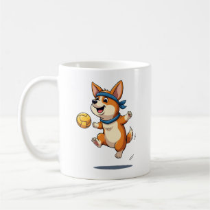 Vintage-Corgi-Volleyball-Illustration Süßer Hund A Kaffeetasse