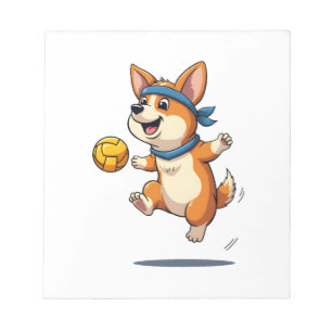 Vintage-Corgi-Volleyball-Illustration Süßer Hund A Notizblock