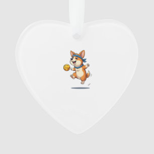 Vintage-Corgi-Volleyball-Illustration Süßer Hund A Ornament
