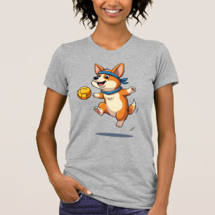 Vintage-Corgi-Volleyball-Illustration Süßer Hund A T-Shirt